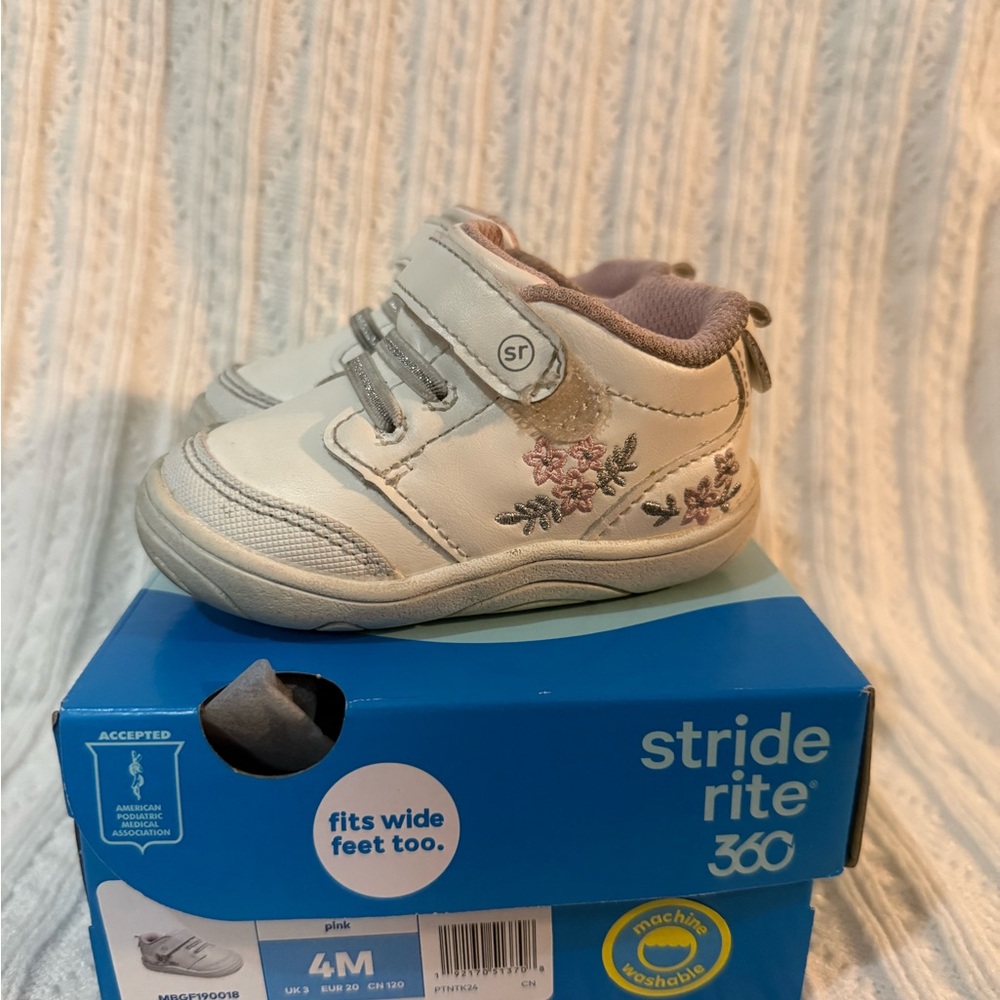 Stride Rite Cream Floral Baby Shoes